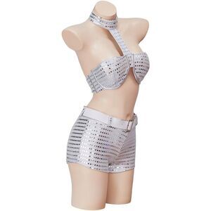 Man of Mystery Cosplay Costume Women's Sexy Robot Lingerie Set 3X-Large Silver